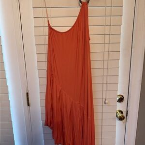 Free People Asymmetrical Dress in Vibrant Orange